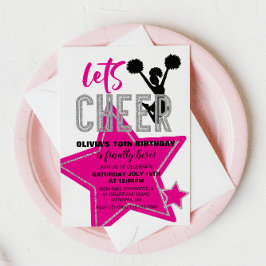 Cheerlead roze Silver Black Cheer Birthday Kaart