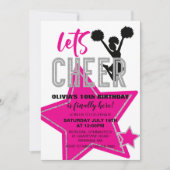 Cheerlead roze Silver Black Cheer Birthday Kaart (Voorkant)