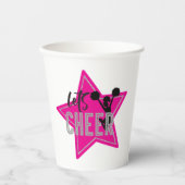 Cheerlead roze Silver Black Cheer Birthday Papieren Bekers (Voorkant)