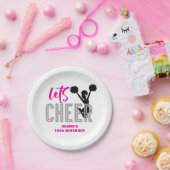 Cheerlead roze Silver Black Cheer Birthday Papieren Bordje (Feest)