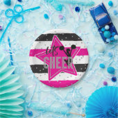 Cheerlead roze Silver Black Cheer Birthday Papieren Bordje (Feest)