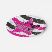 Cheerlead roze Silver Black Cheer Birthday Papieren Bordje (Gekanteld)