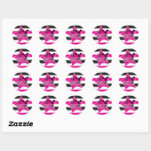 Cheerlead roze Silver Black Cheer Birthday Ronde Sticker (Vel)