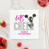 Cheerlead roze Silver Black Cheer Birthday Servet (Insitu)