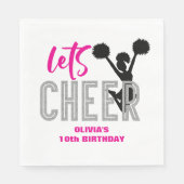 Cheerlead roze Silver Black Cheer Birthday Servet (Voorkant)