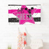 Cheerlead roze Silver Black Cheer Birthday Spandoek (Insitu)