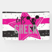 Cheerlead roze Silver Black Cheer Birthday Spandoek (Horizontaal)