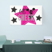 Cheerlead roze Silver Black Cheer Birthday Spandoek (Beurs)