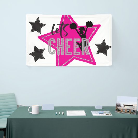 Cheerlead roze Silver Black Cheer Birthday Spandoek (Beurs)