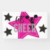 Cheerlead roze Silver Black Cheer Birthday Spandoek (Horizontaal)