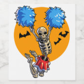 Cheerlead Skeleton Halloween Cheer Mam Girls Wo Wijn Etiket (Enkel label)