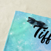 Cheerlead Snowflake Color Blast met haar naam Strandlaken (In situ)