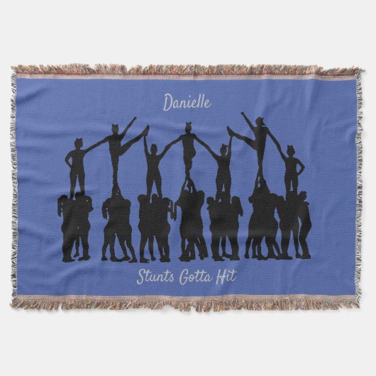 Cheerlead "Stunts Gotta Hit" Blue / Silver Deken (Voorkant)