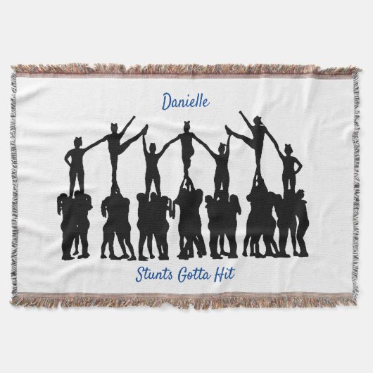 Cheerlead "Stunts Gotta Hit" gepersonaliseerd wit Deken (Voorkant)