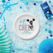 Cheerlead turquoise Silver Black Cheer Birthday Papieren Bordje (Feest)