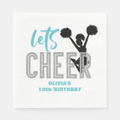 Cheerlead turquoise Silver Black Cheer Birthday Servet (Voorkant)