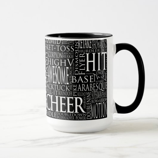 Cheerlead Word Cloud Mok in zwart-wit (Rechts)