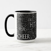 Cheerlead Word Cloud Mok in zwart-wit (Links)