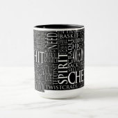 Cheerlead Word Cloud Mok in zwart-wit (Midden)