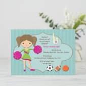 Cheerleader #1 uitnodiging (Staand voorkant)