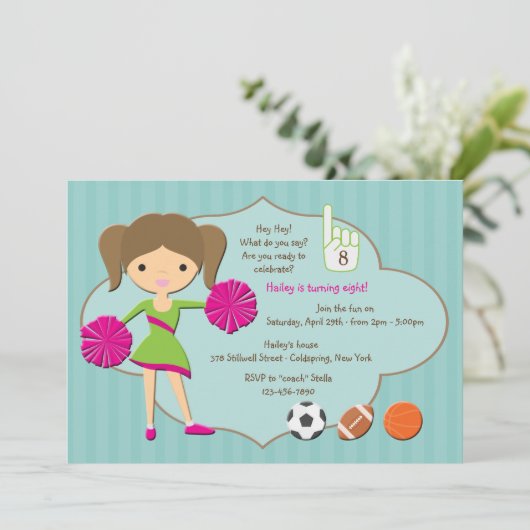 Cheerleader #1 uitnodiging (Staand voorkant)