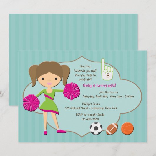 Cheerleader #1 uitnodiging (Voorkant / Achterkant)