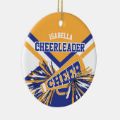 Cheerleader 2 📣 💖 - Donkerblauw, goud, wit Keramisch Ornament (Rechts)