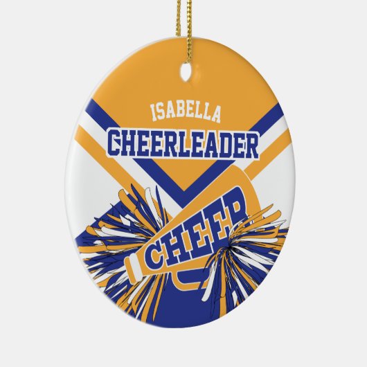 Cheerleader 2 📣 💖 - Donkerblauw, goud, wit Keramisch Ornament (Rechts)