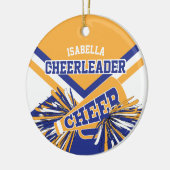 Cheerleader 2 📣 💖 - Donkerblauw, goud, wit Keramisch Ornament (Links)
