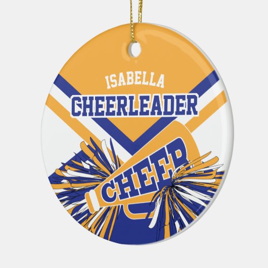 Cheerleader 2 📣 💖 - Donkerblauw, goud, wit Keramisch Ornament (Links)