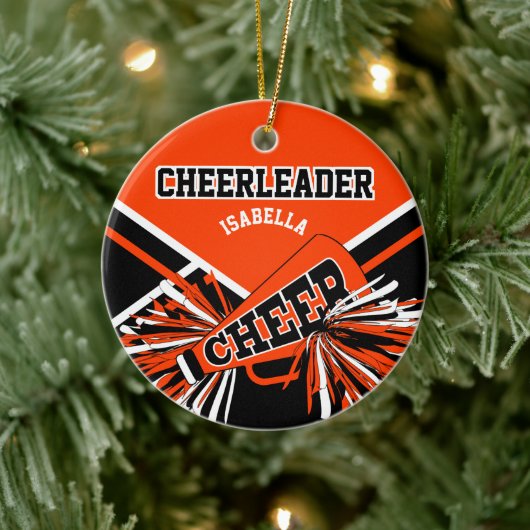 Cheerleader 2 📣 💖 - Oranje, zwart en wit Keramisch Ornament (Boom)