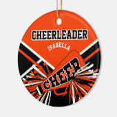 Cheerleader 2 📣 💖 - Oranje, zwart en wit Keramisch Ornament (Links)