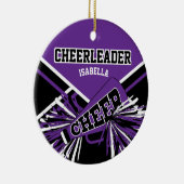 Cheerleader 2 📣 💖 - Paars, zwart en wit Keramisch Ornament (Rechts)