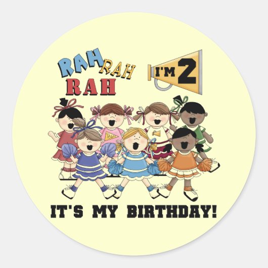 Cheerleader 2e Verjaardag Tshirts en geschenken Ronde Sticker (Voorkant)