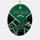 Cheerleader 2S 📣 💖 - Donkergroen, zwart en wit Keramisch Ornament (Rechts)