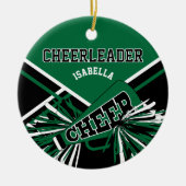 Cheerleader 2S 📣 💖 - Donkergroen, zwart en wit Keramisch Ornament (Voorkant)
