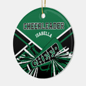 Cheerleader 2S 📣 💖 - Donkergroen, zwart en wit Keramisch Ornament (Links)