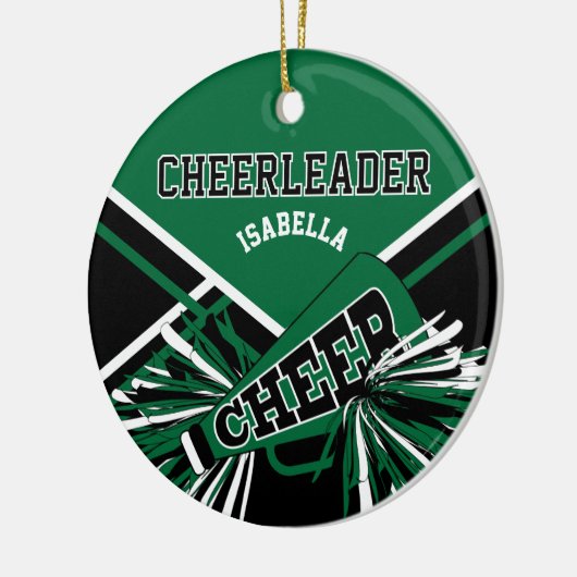 Cheerleader 2S 📣 💖 - Donkergroen, zwart en wit Keramisch Ornament (Links)