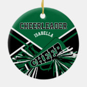 Cheerleader 2S 📣 💖 - Donkergroen, zwart en wit Keramisch Ornament (Achterkant)