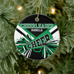 Cheerleader 2S 📣 💖 - groen, zwart en wit Keramisch Ornament