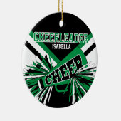 Cheerleader 2S 📣 💖 - groen, zwart en wit Keramisch Ornament (Rechts)