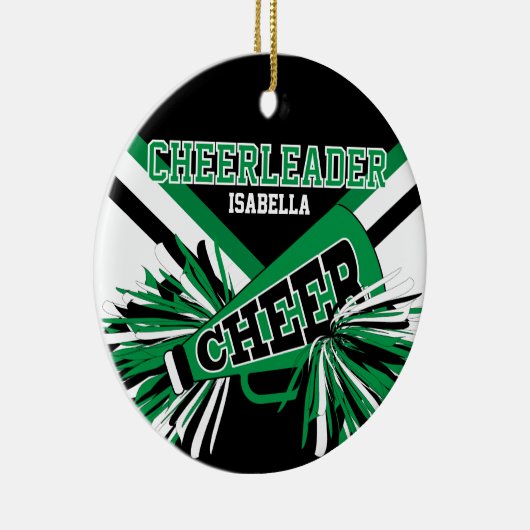 Cheerleader 2S 📣 💖 - groen, zwart en wit Keramisch Ornament (Rechts)