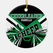 Cheerleader 2S 📣 💖 - groen, zwart en wit Keramisch Ornament (Voorkant)