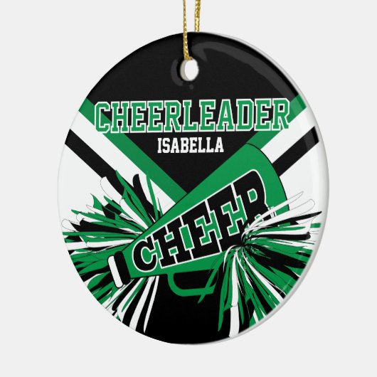 Cheerleader 2S 📣 💖 - groen, zwart en wit Keramisch Ornament (Links)