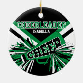 Cheerleader 2S 📣 💖 - groen, zwart en wit Keramisch Ornament (Achterkant)