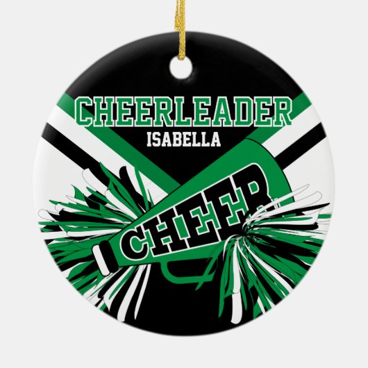 Cheerleader 2S 📣 💖 - groen, zwart en wit Keramisch Ornament (Achterkant)