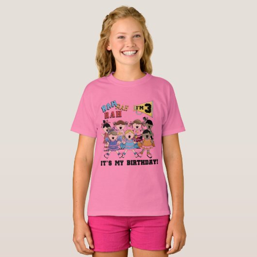 Cheerleader 3e verjaardag T-shirts en geschenken (Voorkant volledig)