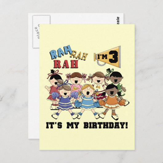 Cheerleader 3e verjaardag T-shirts en geschenken Briefkaart (Voorkant / Achterkant)