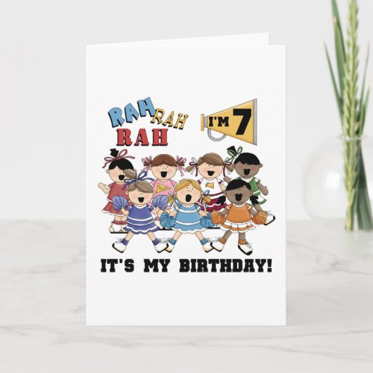 Cheerleader 7e Verjaardag Tshirts en geschenken Kaart (Voorkant)