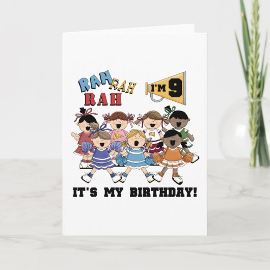 Cheerleader 9e verjaardag Tshirts en geschenken Kaart (Voorkant)